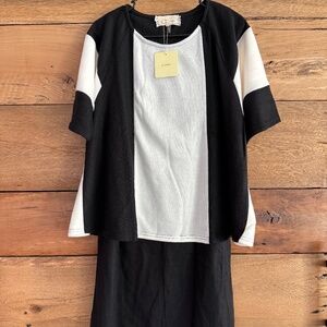 NWT!  A'reve two-piece, sweater Dress.  Black & Cream color Block ~ Size Medium